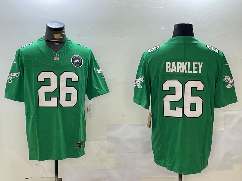 Men Philadelphia Eagles #26 Barkley Green Throwback Three generation 2024 Nike Limited NFL Jersey style 3